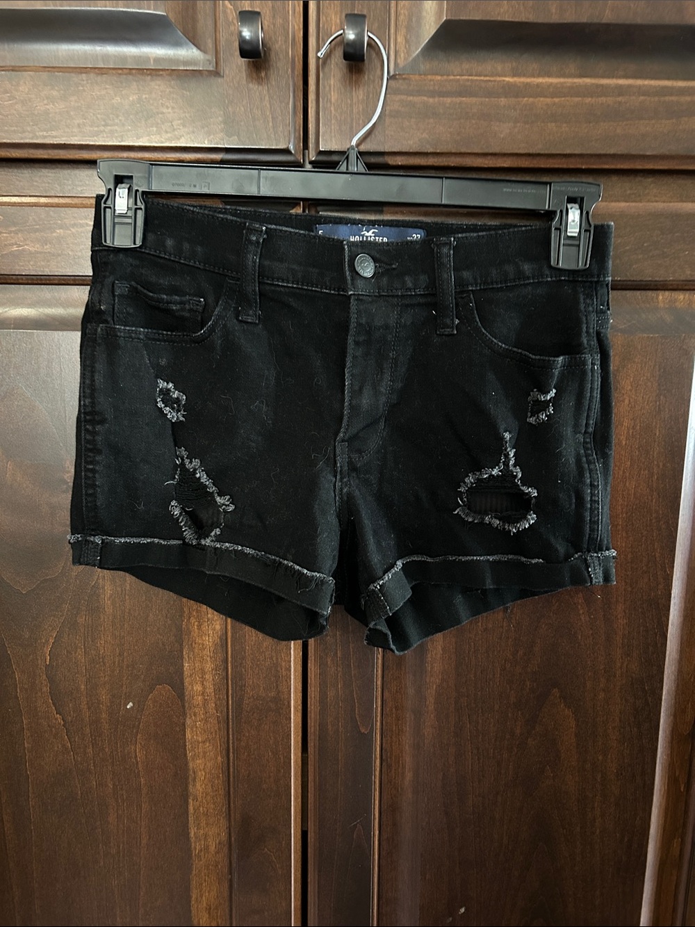 Hollister Sz 27 Black Distressed Denim Shorts - Women's